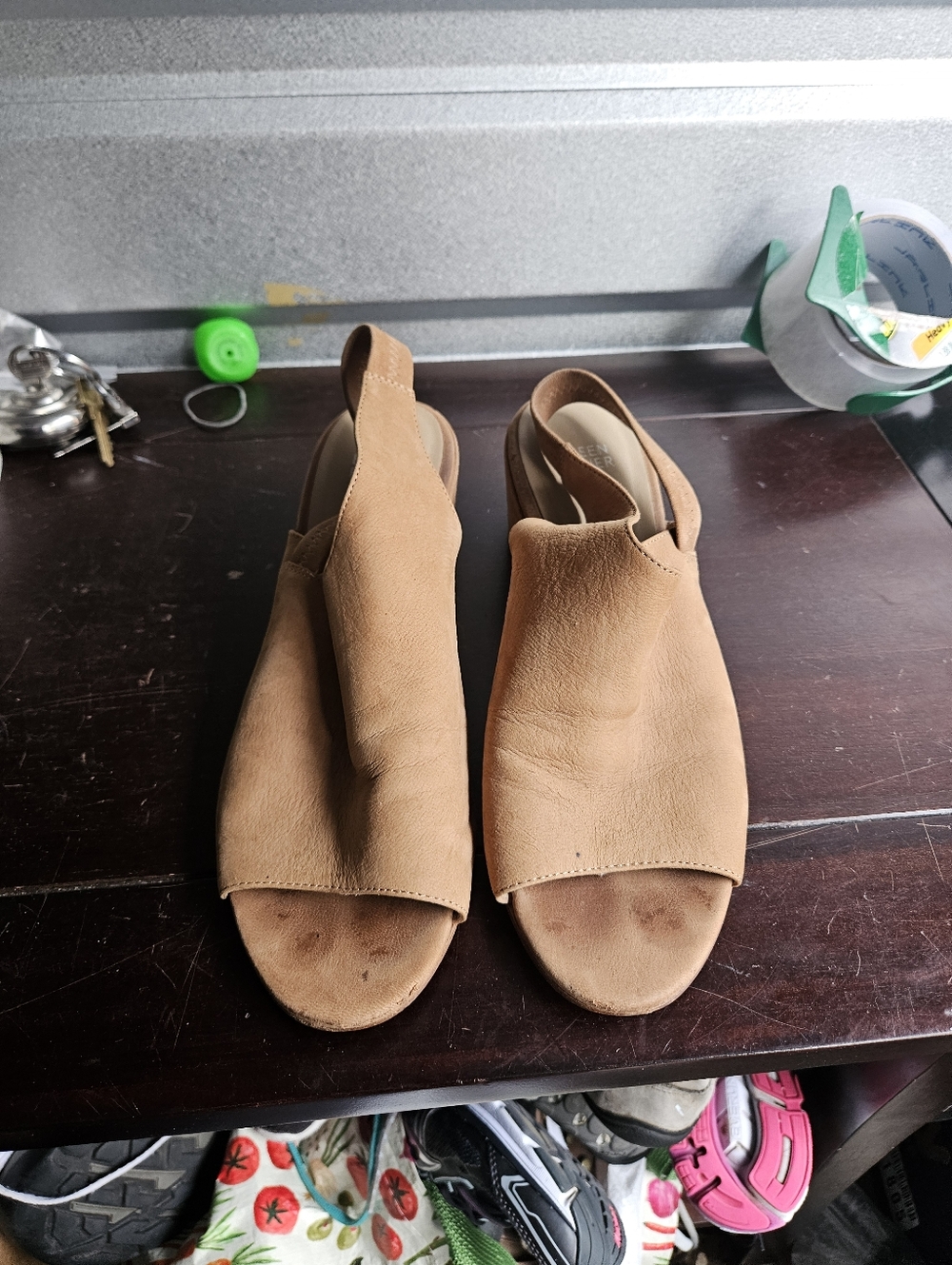 Eileen Fisher Leigh Slingback Wheat Nubuck Leather Sandal 9